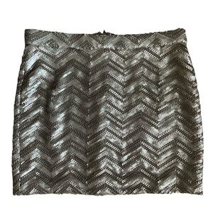Sequin Chevron Skirt - Silver